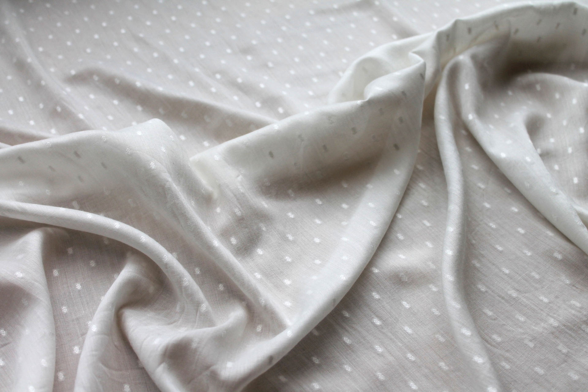 Milk Fibre Diamond Dobby Spot Weave in Ivory fabric, image 2 of 5