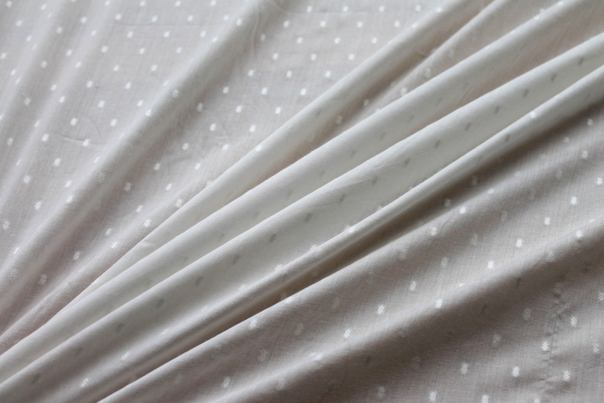 Milk Fibre Diamond Dobby Spot Weave in Ivory fabric