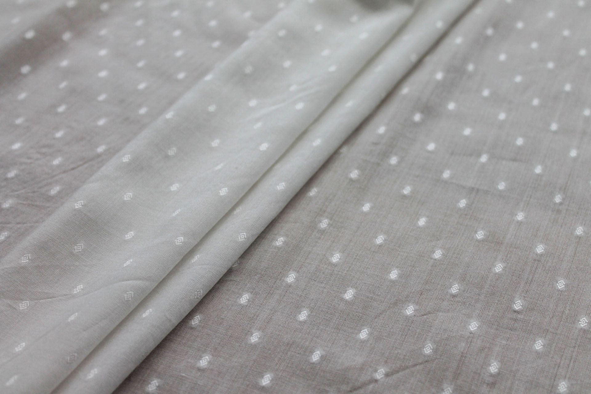 Milk Fibre Diamond Dobby Spot Weave in Ivory fabric, image 5 of 5