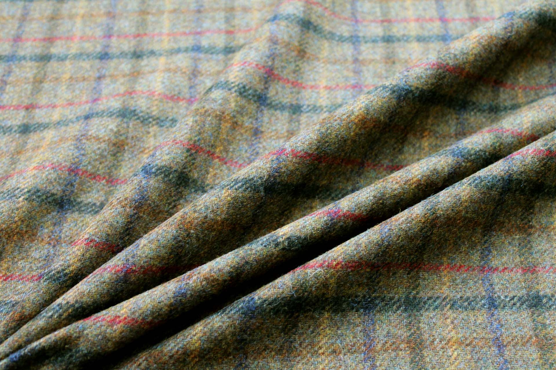 Wool Tartan - Olive Green, Mustard, Brown, Red and Navy fabric