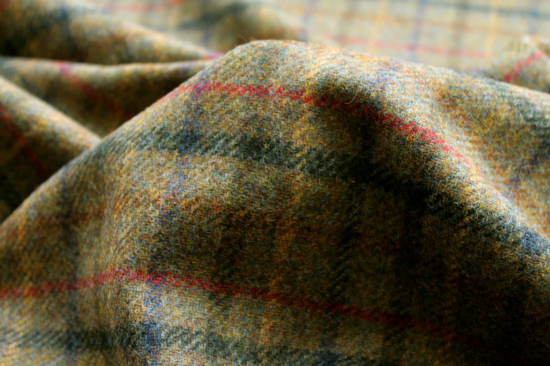Wool Tartan - Olive Green, Mustard, Brown, Red and Navy fabric, image 5 of 7