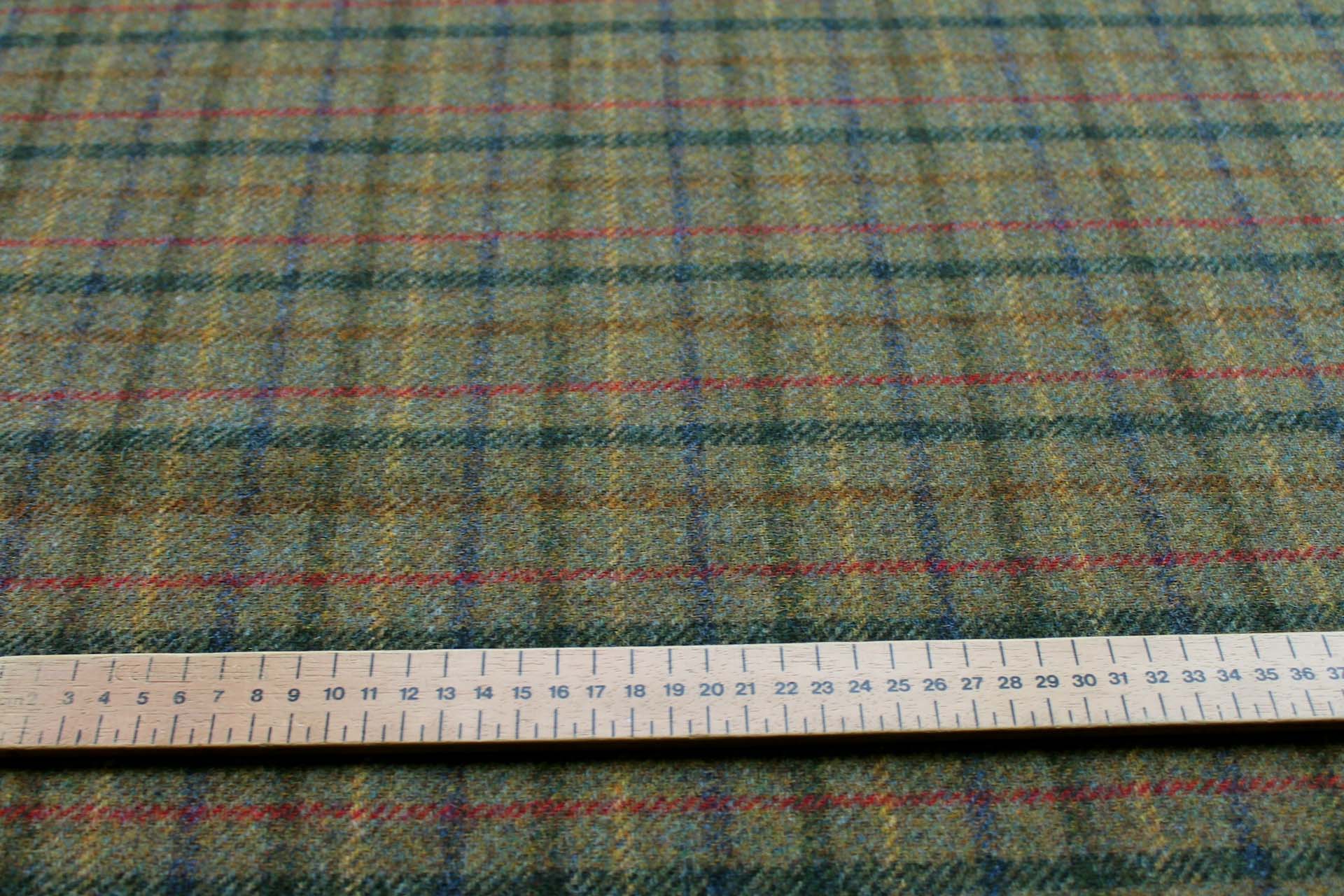 Wool Tartan - Olive Green, Mustard, Brown, Red and Navy fabric, image 6 of 7