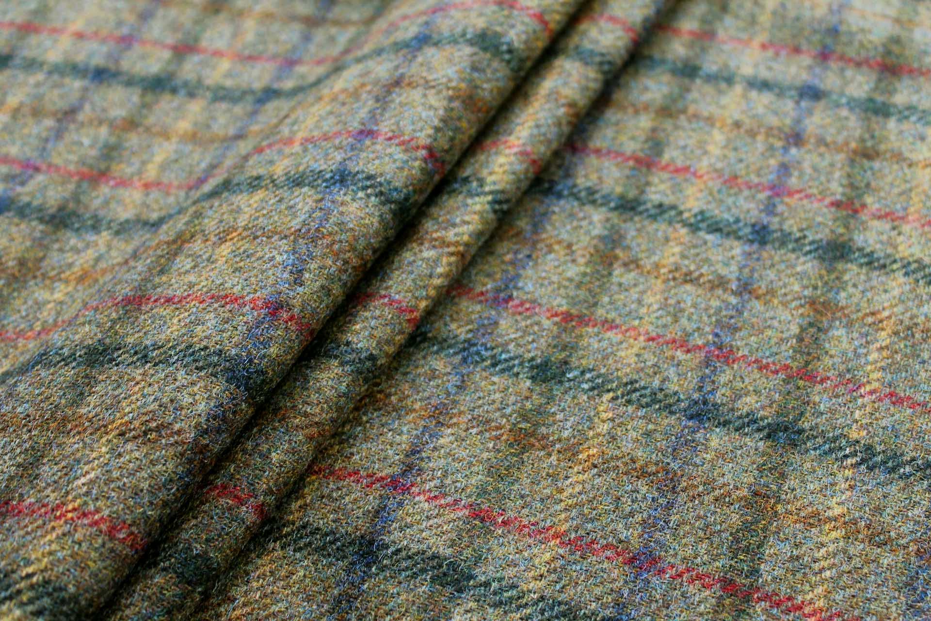 Wool Tartan - Olive Green, Mustard, Brown, Red and Navy fabric, image 7 of 7