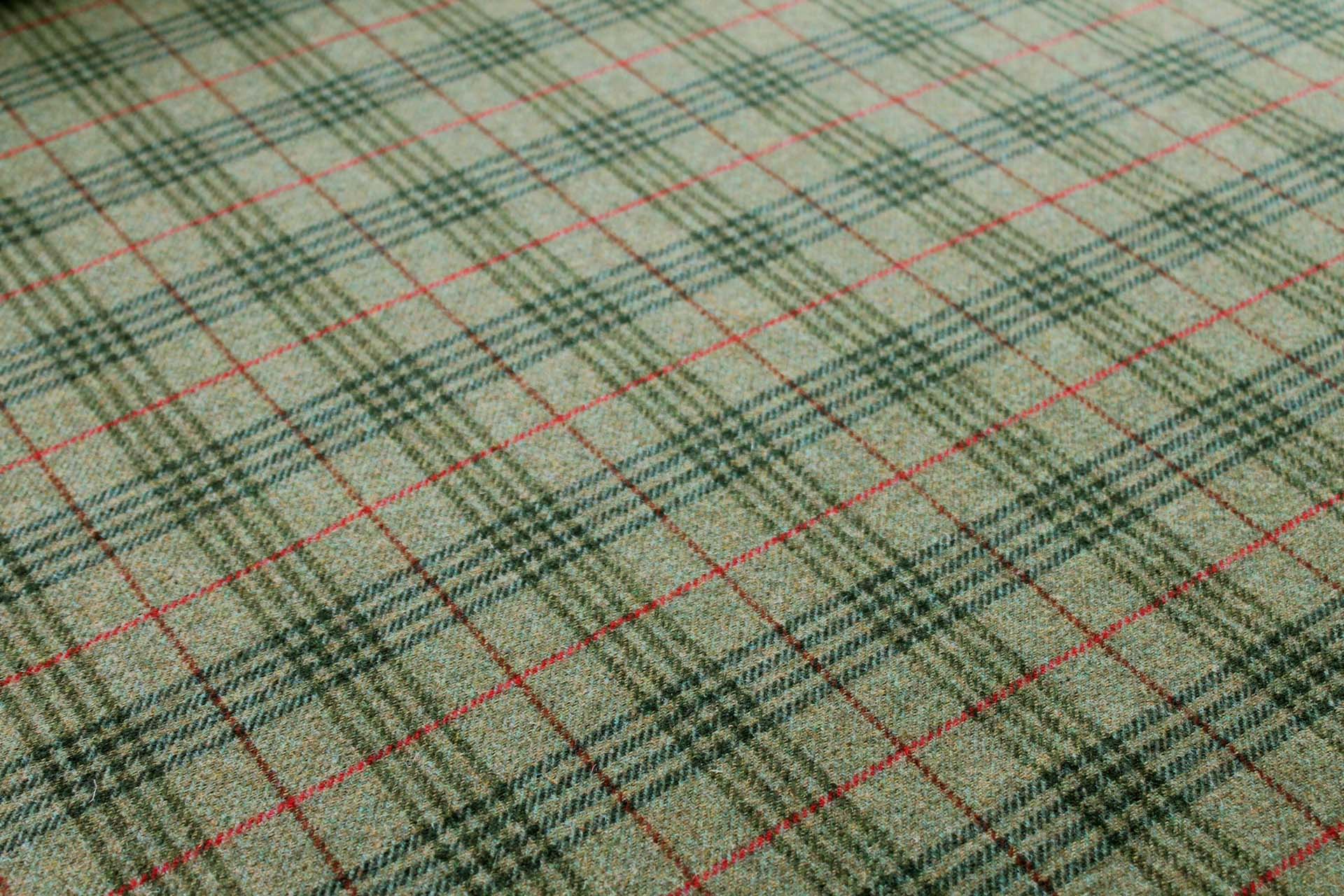 Wool Tartan - Olive Green, Red, Dark Green and Black fabric, image 2 of 6