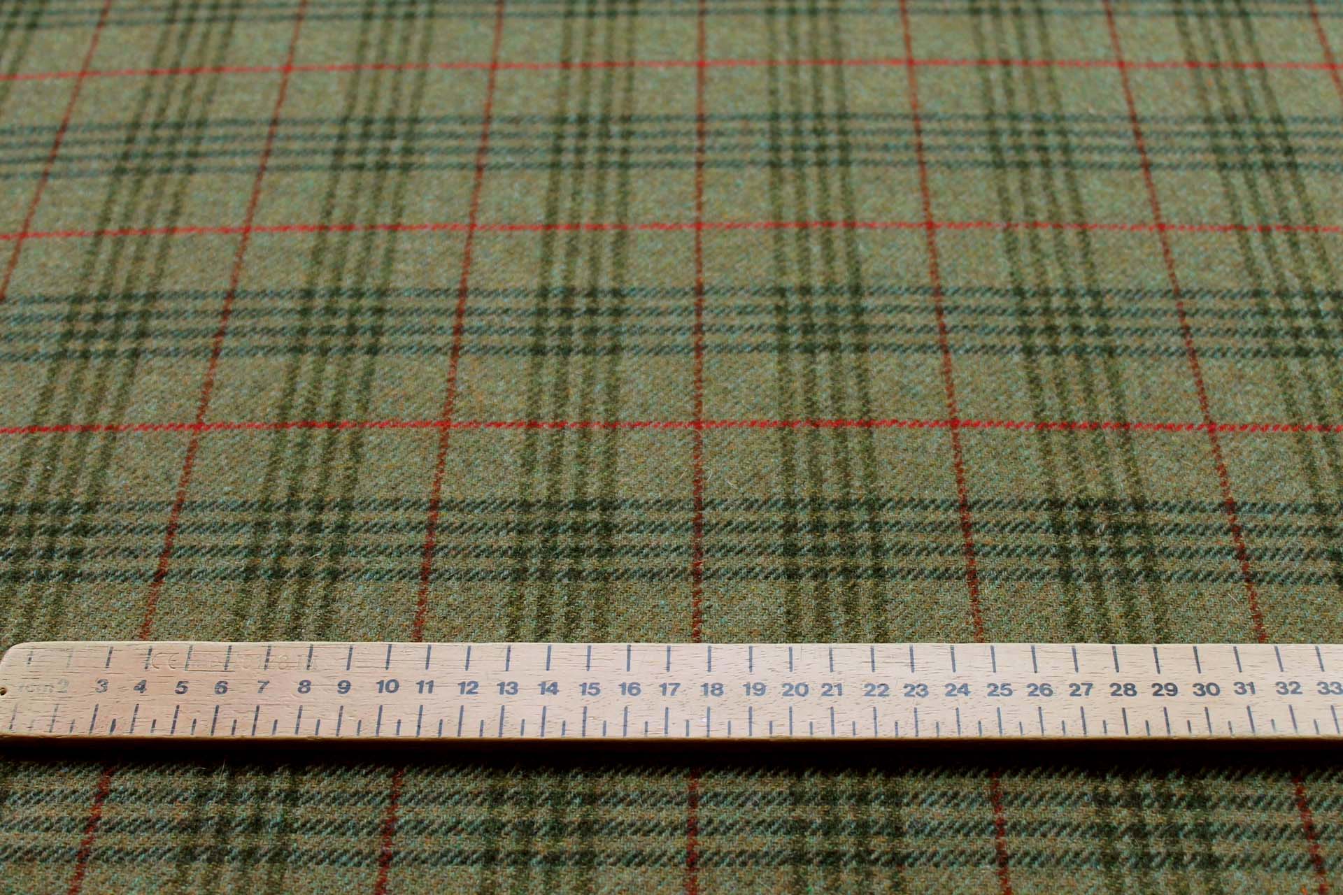 Wool Tartan - Olive Green, Red, Dark Green and Black fabric, image 5 of 6