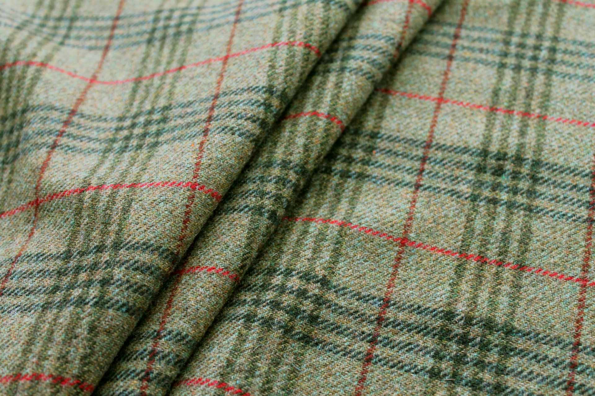 Wool Tartan - Olive Green, Red, Dark Green and Black fabric, image 6 of 6