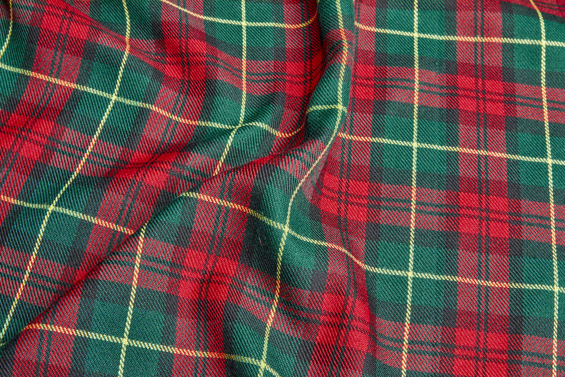 Wool Tartan Suiting - Green, Red, Yellow and Black fabric, image 5 of 8