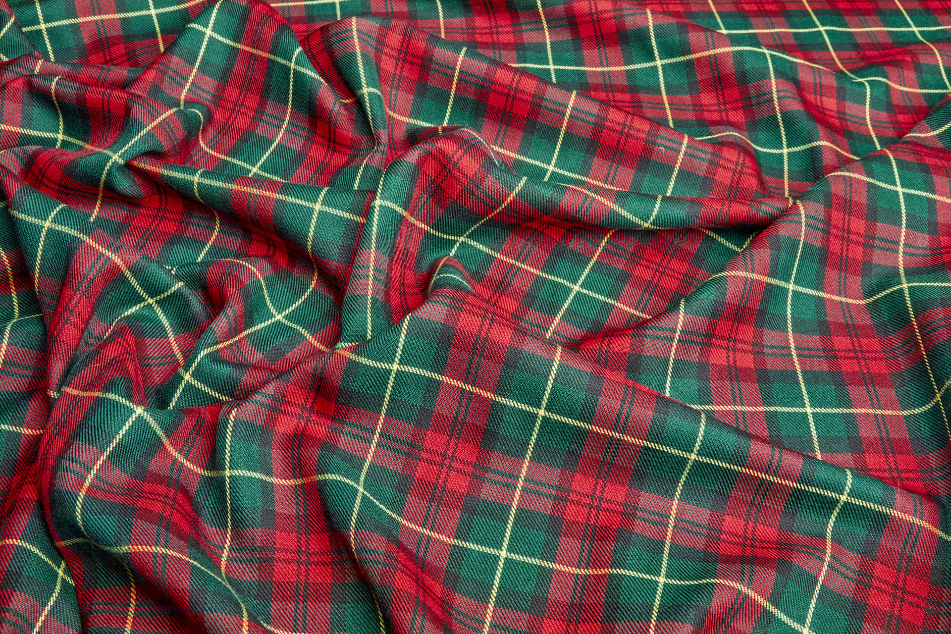 Wool Tartan Suiting - Green, Red, Yellow and Black fabric, image 4 of 8