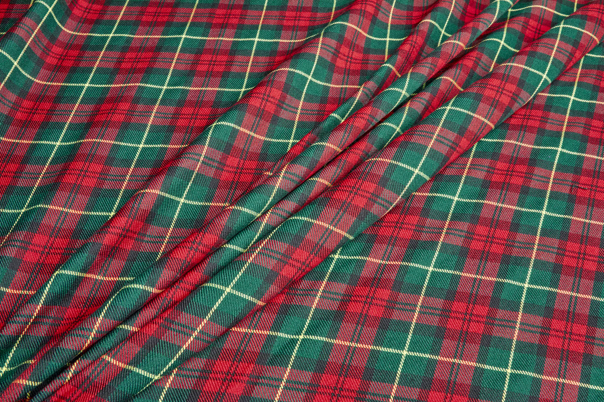 Wool Tartan Suiting - Green, Red, Yellow and Black fabric, image 3 of 8