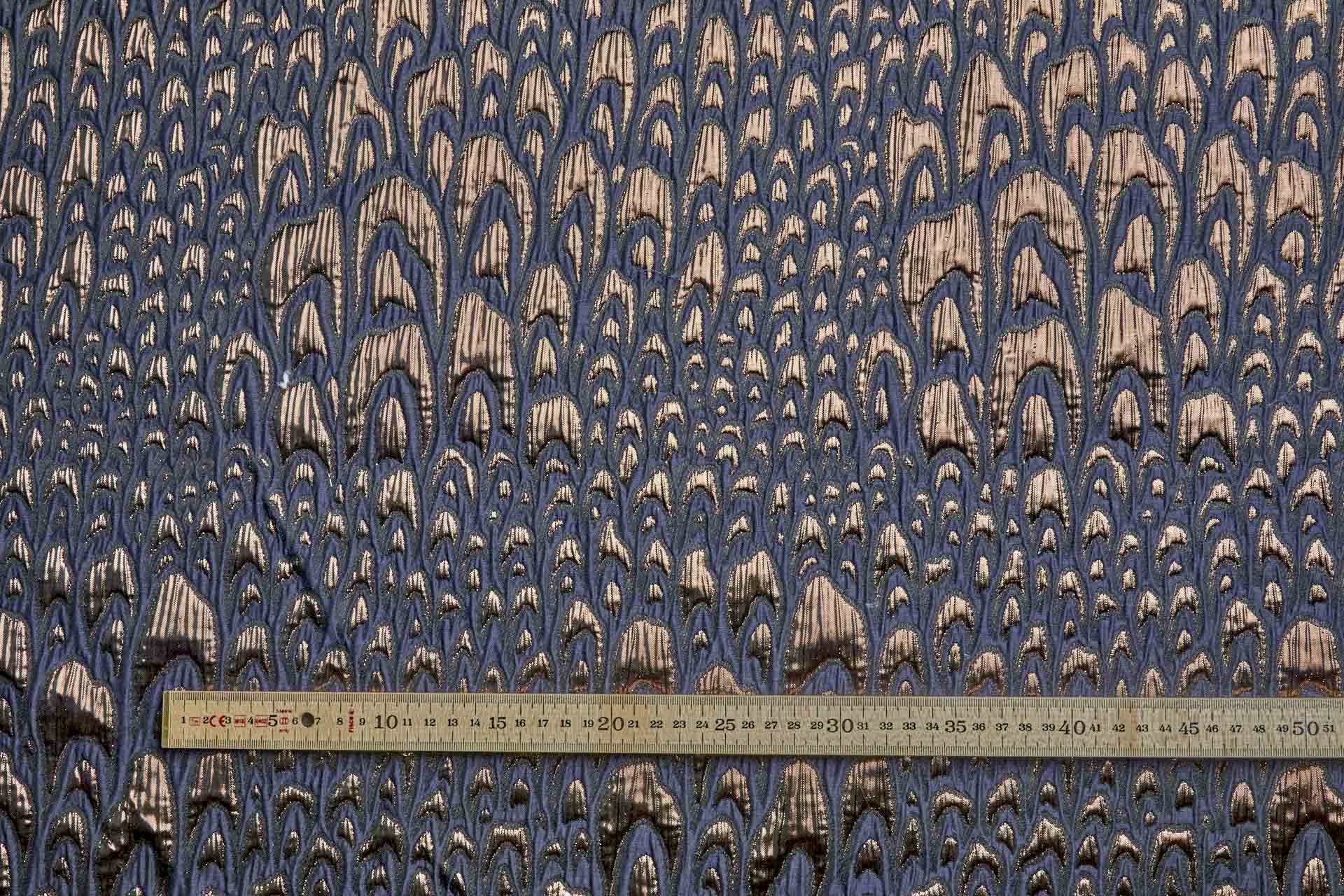 Textured Feather / Scale Brocade - Navy / Bronze Metallic fabric, image 10 of 10