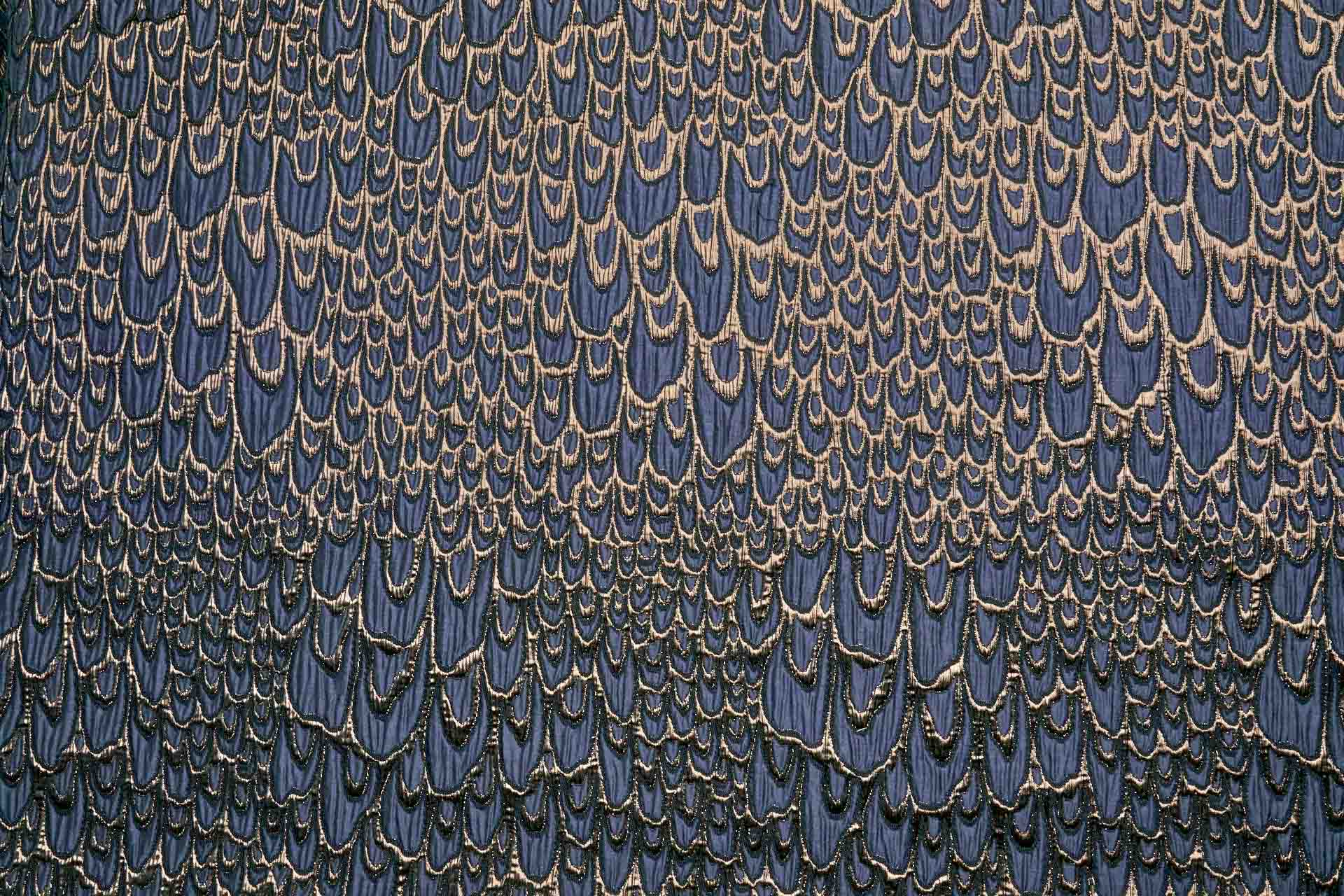 Textured Feather / Scale Brocade - Navy / Bronze Metallic fabric, image 5 of 10