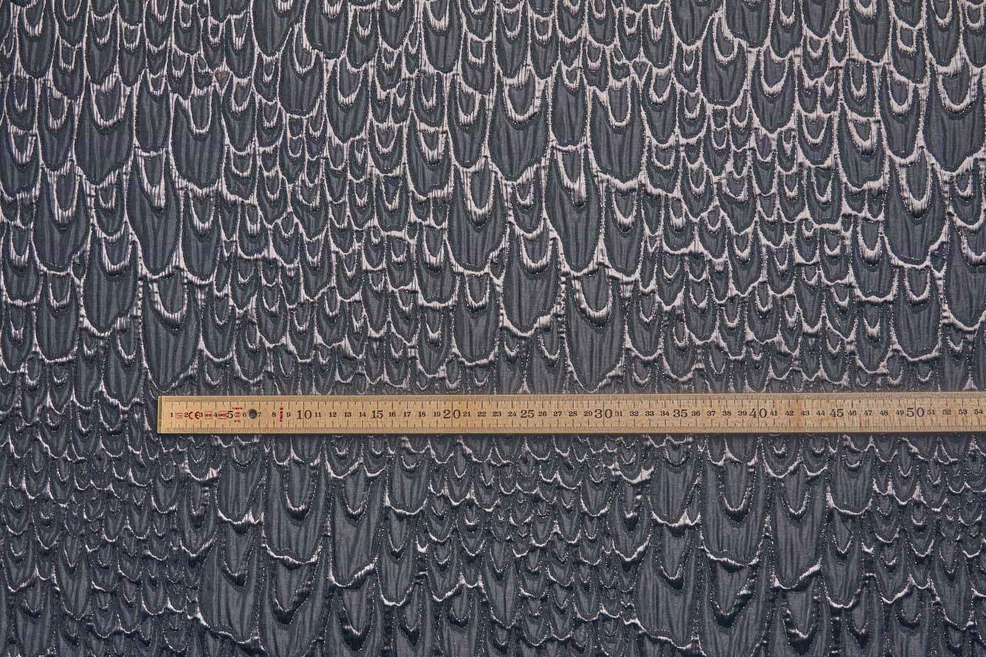 Textured Feather / Scale Brocade - Black / Black Metallic fabric, image 10 of 10