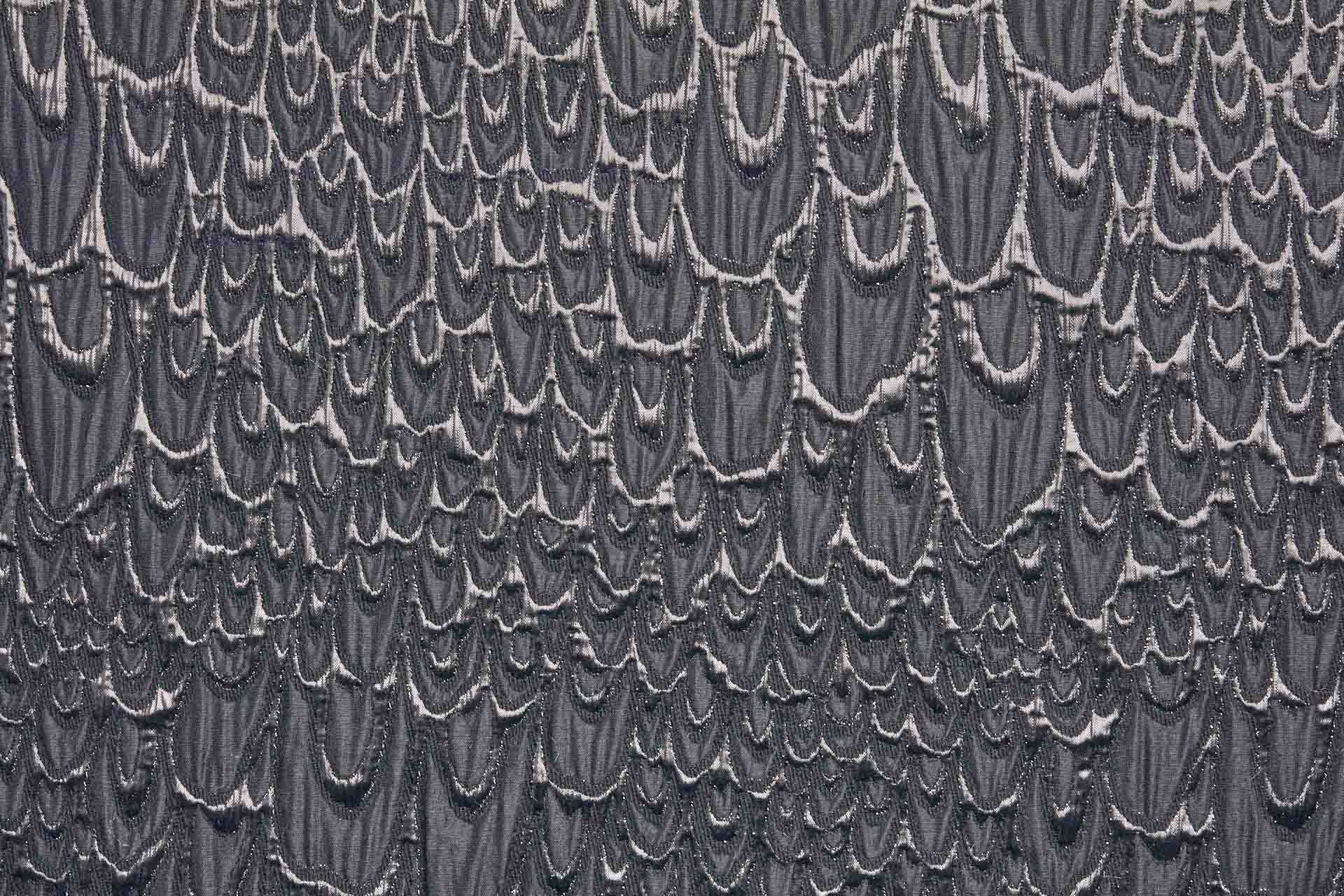 Textured Feather / Scale Brocade - Black / Black Metallic fabric, image 4 of 10