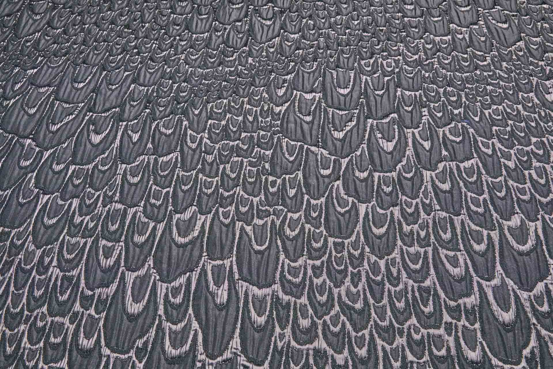 Textured Feather / Scale Brocade - Black / Black Metallic fabric, image 5 of 10