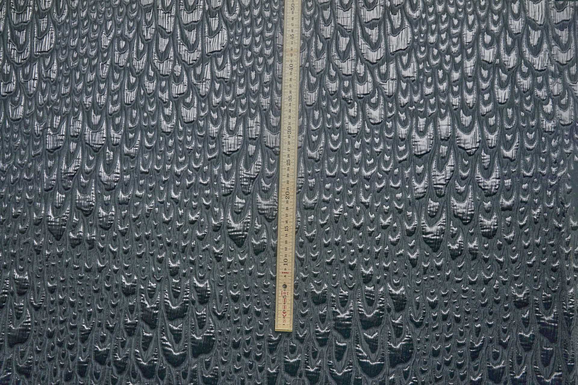Textured Feather / Scale Brocade - Black / Black Metallic fabric, image 8 of 10
