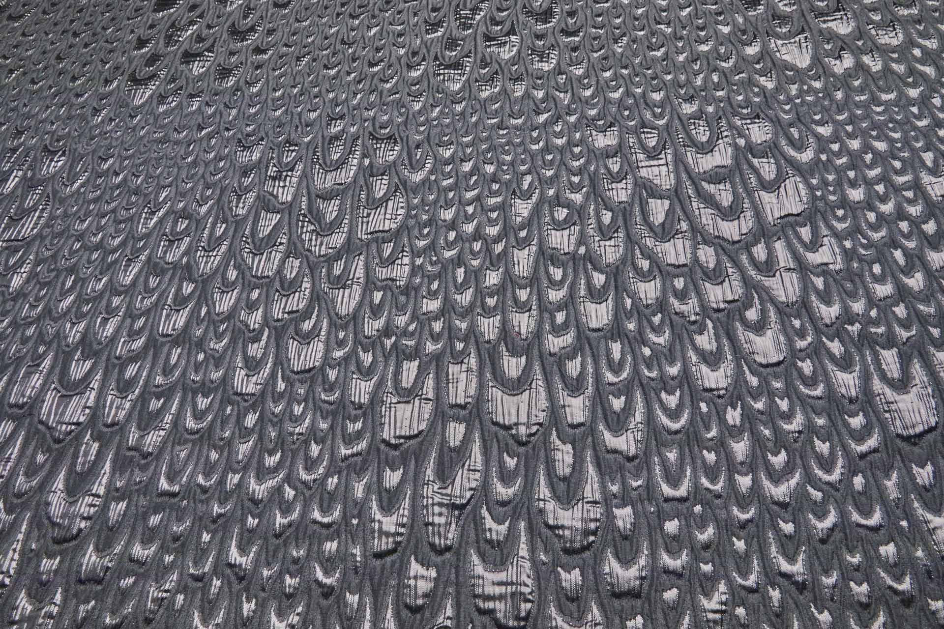 Textured Feather / Scale Brocade - Black / Black Metallic fabric, image 9 of 10