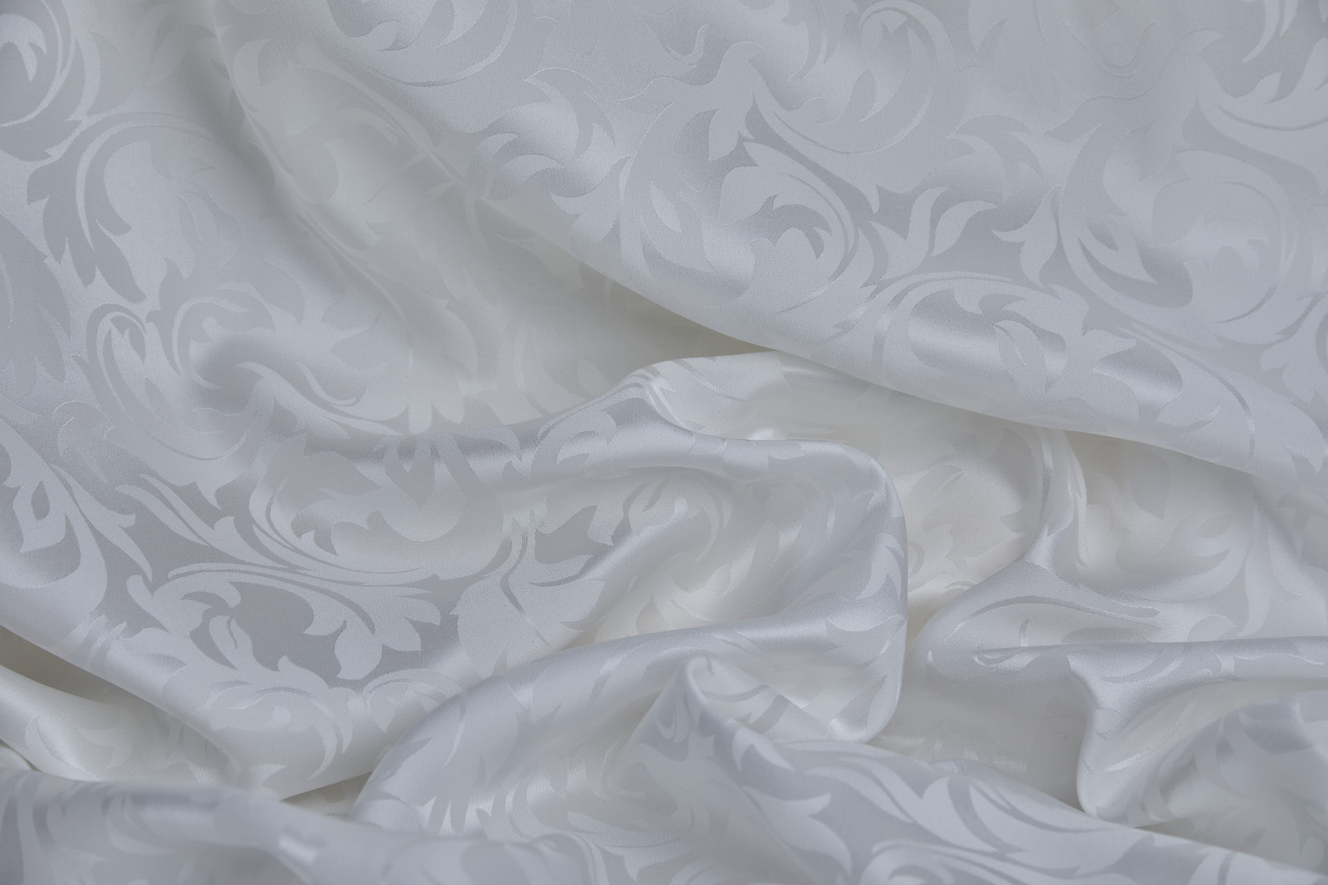 Silk Satin Jacquard - Large Swirl - Ivory fabric