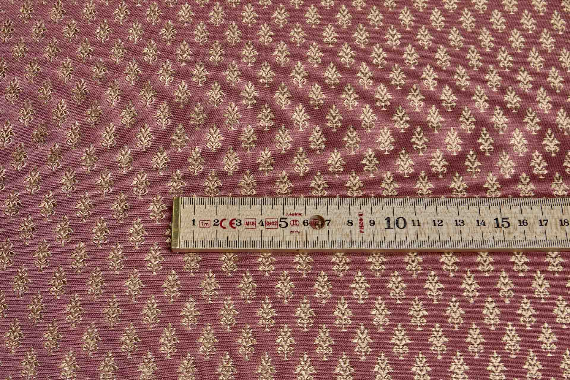 "Palm Tree" Banaras Brocade - Red & Antique Gold fabric, image 3 of 9
