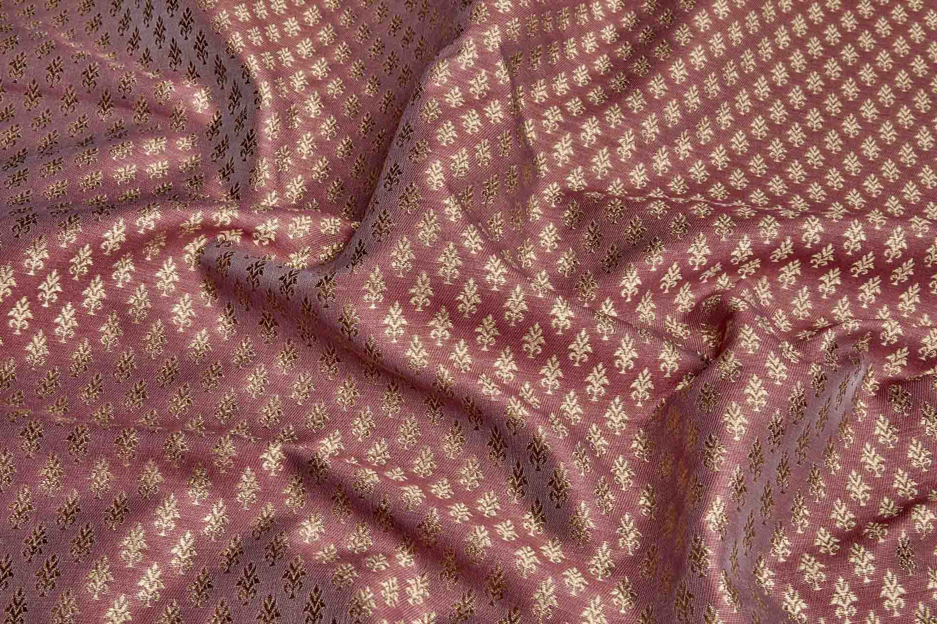 "Palm Tree" Banaras Brocade - Red & Antique Gold fabric, image 4 of 9