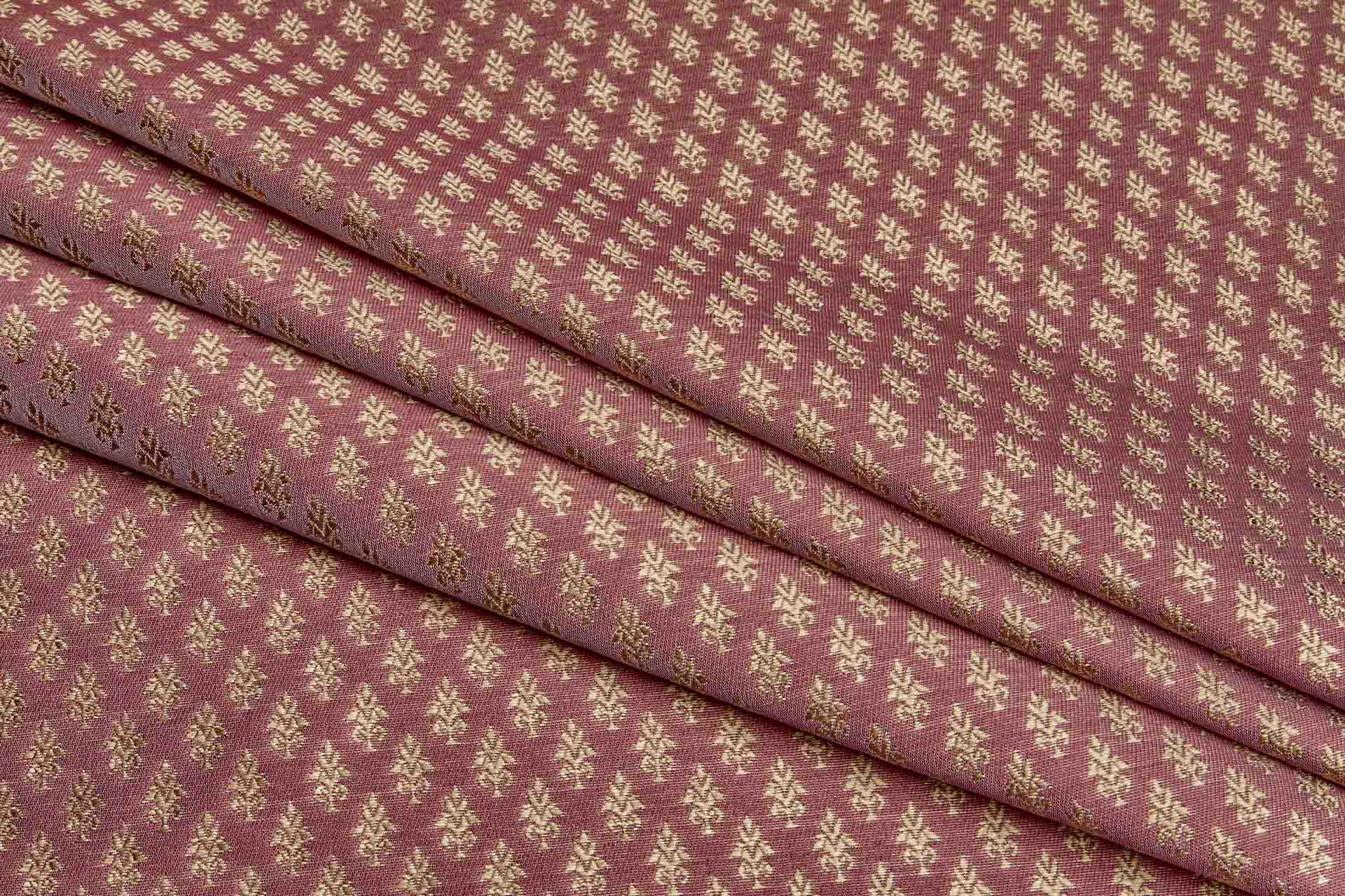 "Palm Tree" Banaras Brocade - Red & Antique Gold fabric