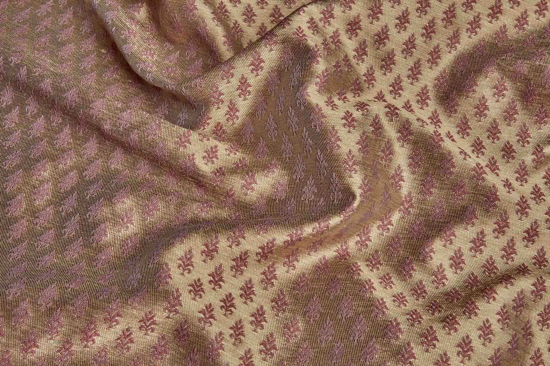 "Palm Tree" Banaras Brocade - Red & Antique Gold fabric, image 7 of 9