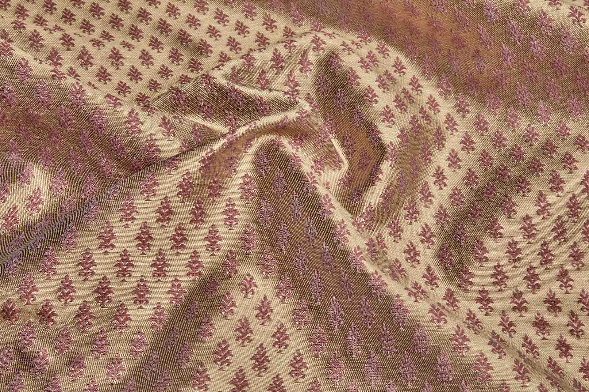 "Palm Tree" Banaras Brocade - Red & Antique Gold fabric, image 8 of 9