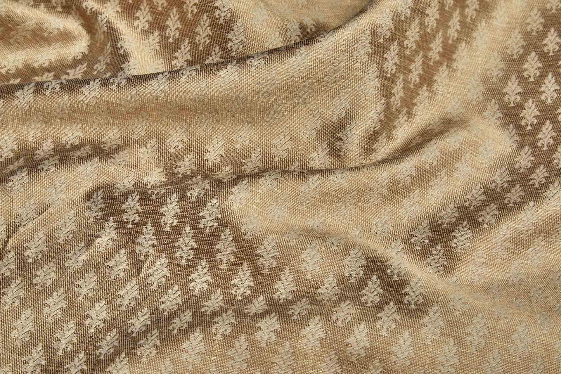 "Palm Tree" Banaras Brocade - Straw Gold & Antique Gold fabric, image 7 of 8
