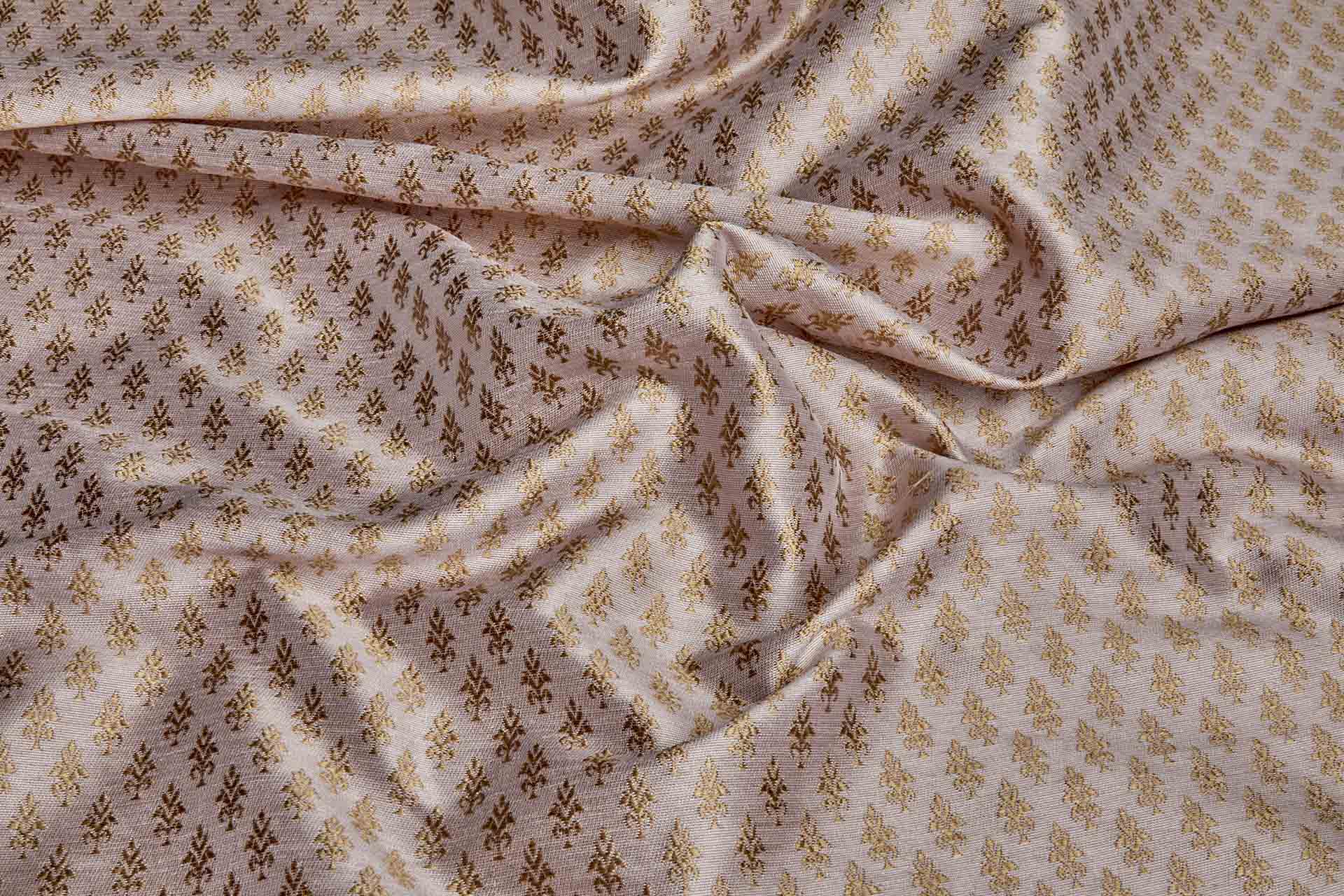 BACK IN STOCK - "Palm Tree" Banaras Brocade - Pale Pink & Antique Gold fabric, image 4 of 9