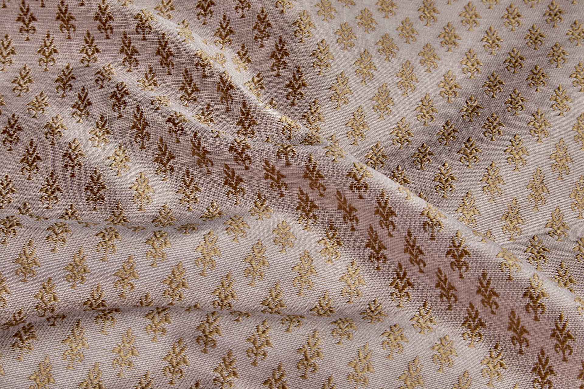 BACK IN STOCK - "Palm Tree" Banaras Brocade - Pale Pink & Antique Gold fabric, image 5 of 9