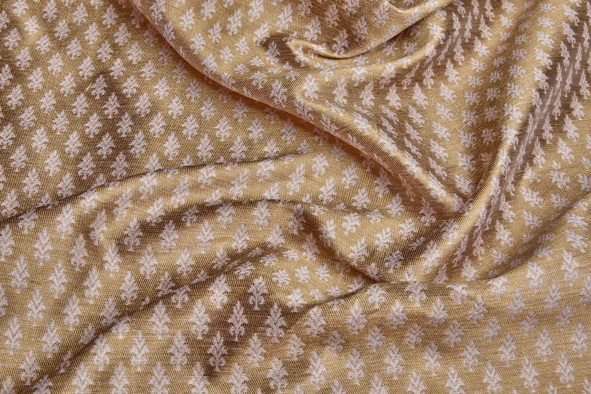 BACK IN STOCK - "Palm Tree" Banaras Brocade - Pale Pink & Antique Gold fabric, image 8 of 9