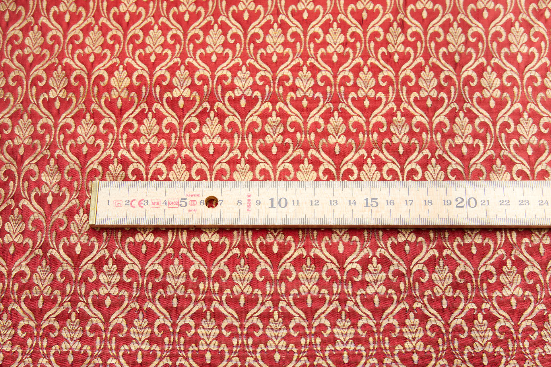 Deep Red and Gold Ornamental Brocade fabric, image 12 of 12