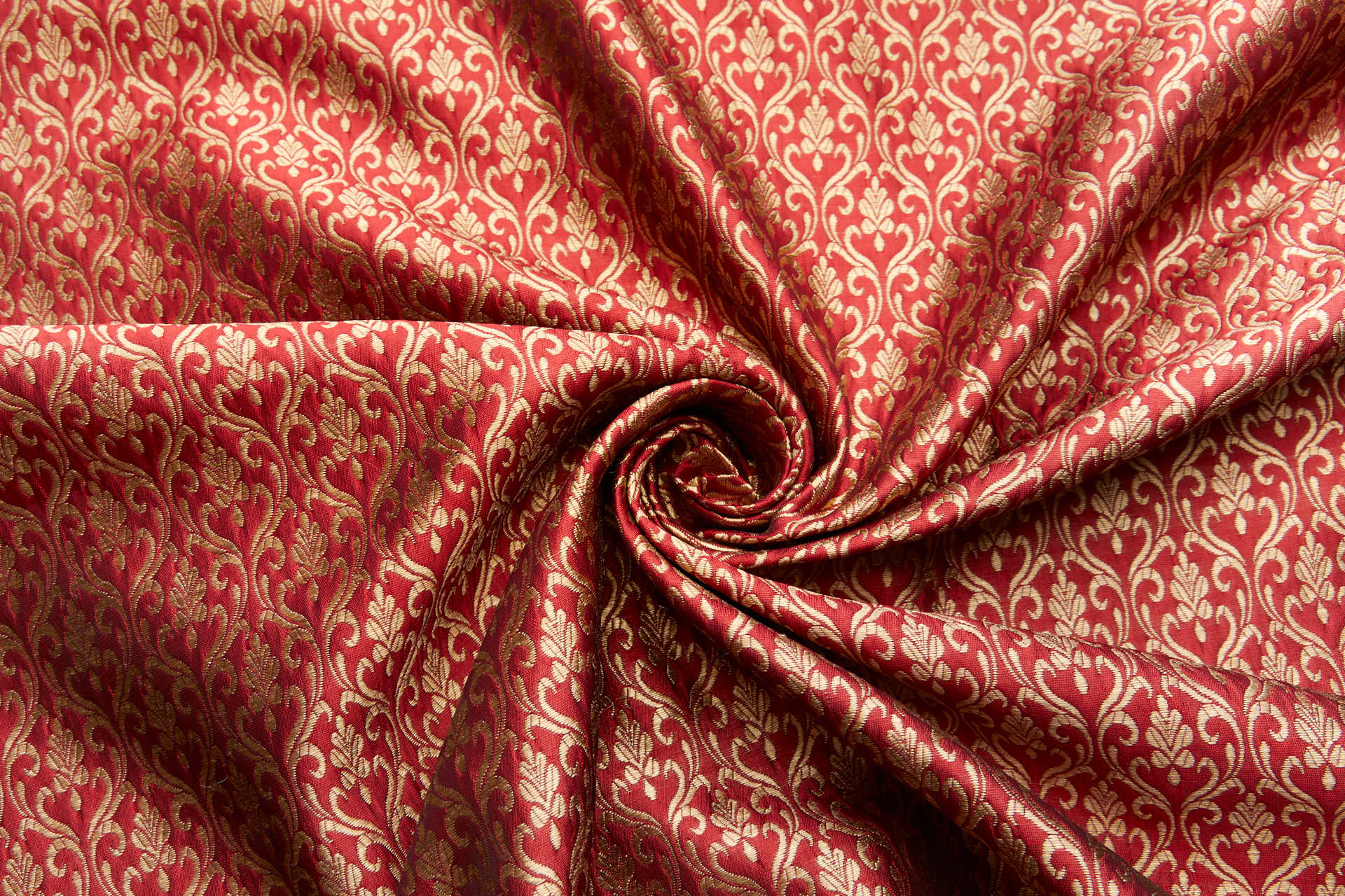 Deep Red and Gold Ornamental Brocade fabric, image 8 of 12