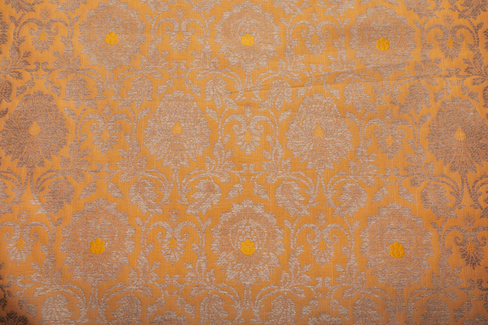 Banaras Brocade - Orange and Golden Sand fabric