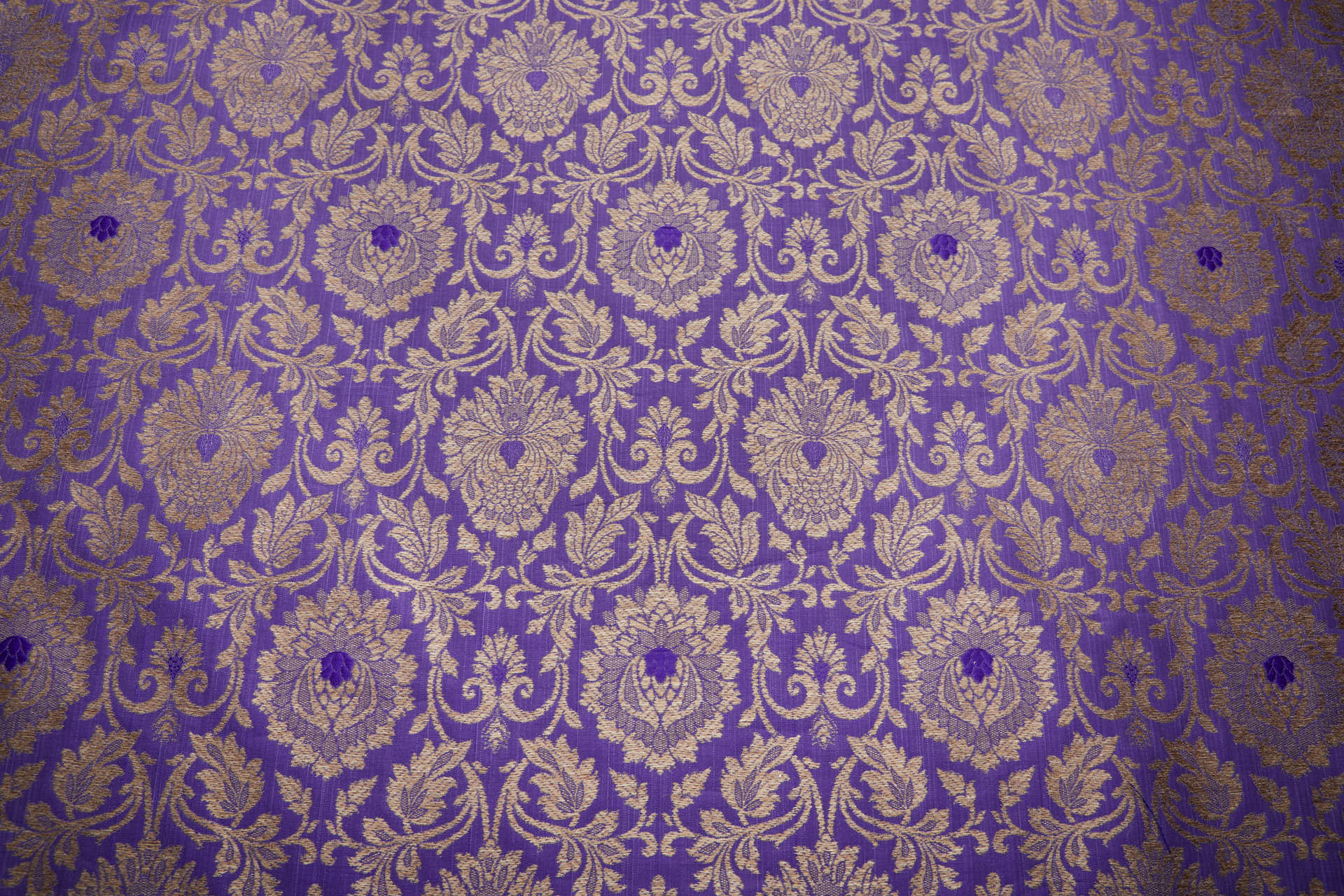 Banaras Brocade - Purple and Golden Sand fabric, image 8 of 8