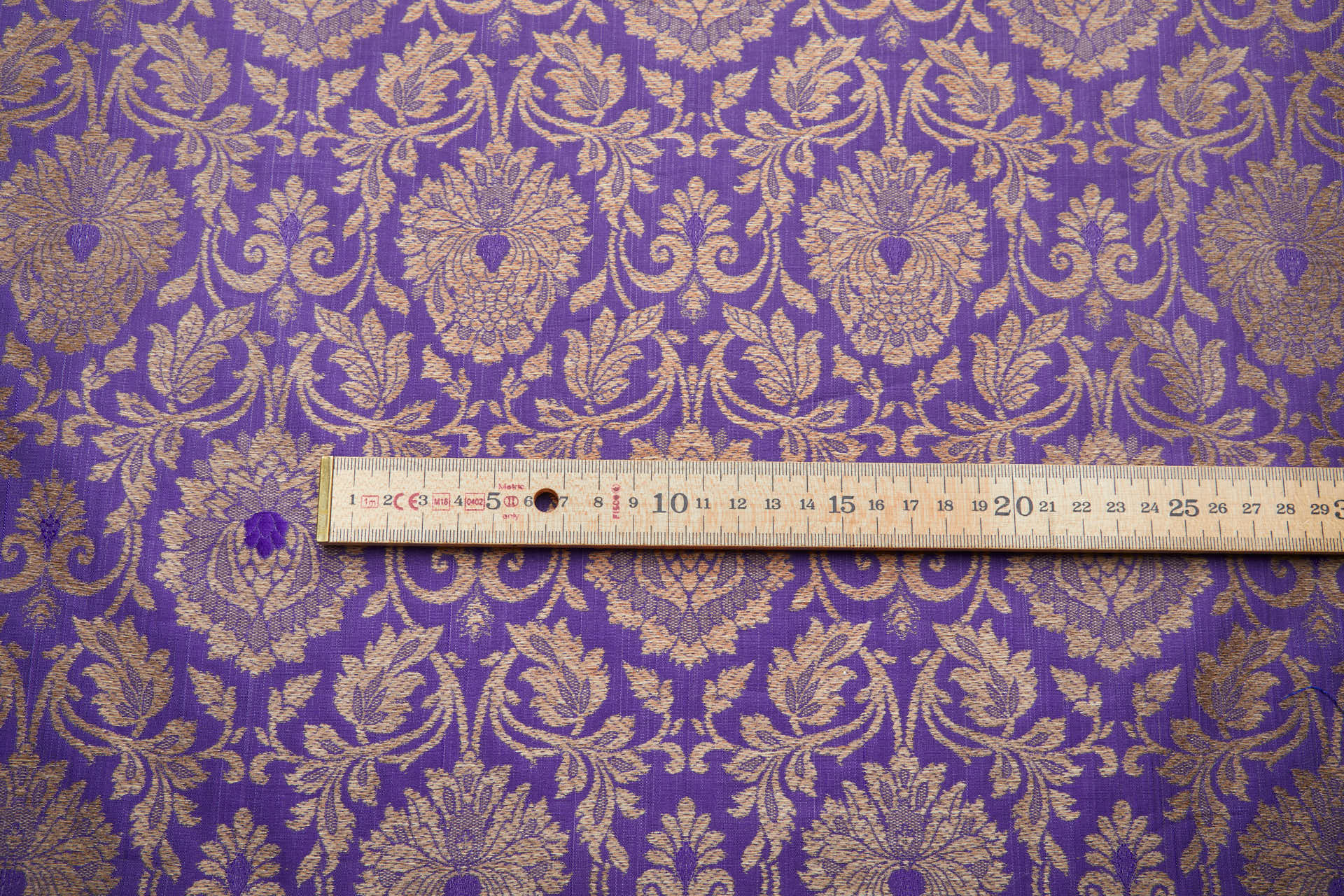 Banaras Brocade - Purple and Golden Sand fabric, image 7 of 8