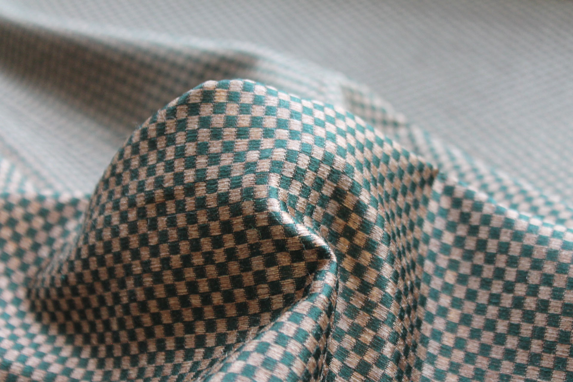 Forest Green and Gold Small Check Brocade fabric, image 4 of 5