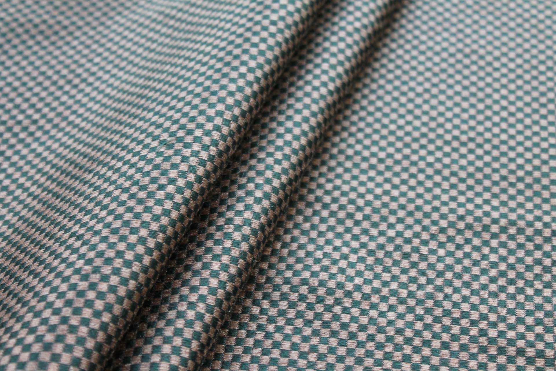 Forest Green and Gold Small Check Brocade fabric, image 5 of 5