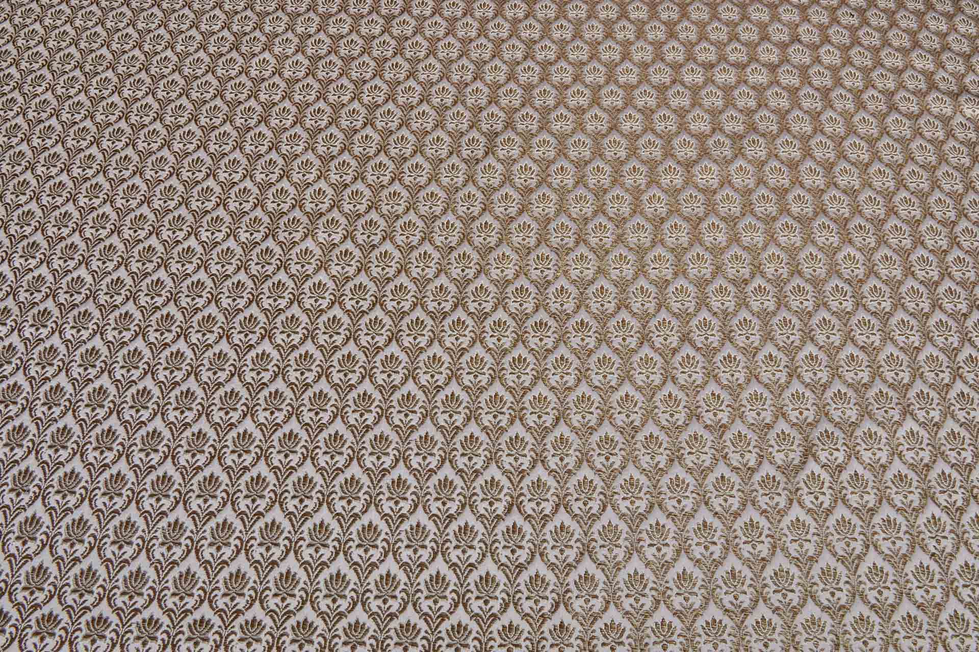 "Lotus Flower" Banaras Brocade - Pale Pink & Metallic Gold fabric, image 2 of 6