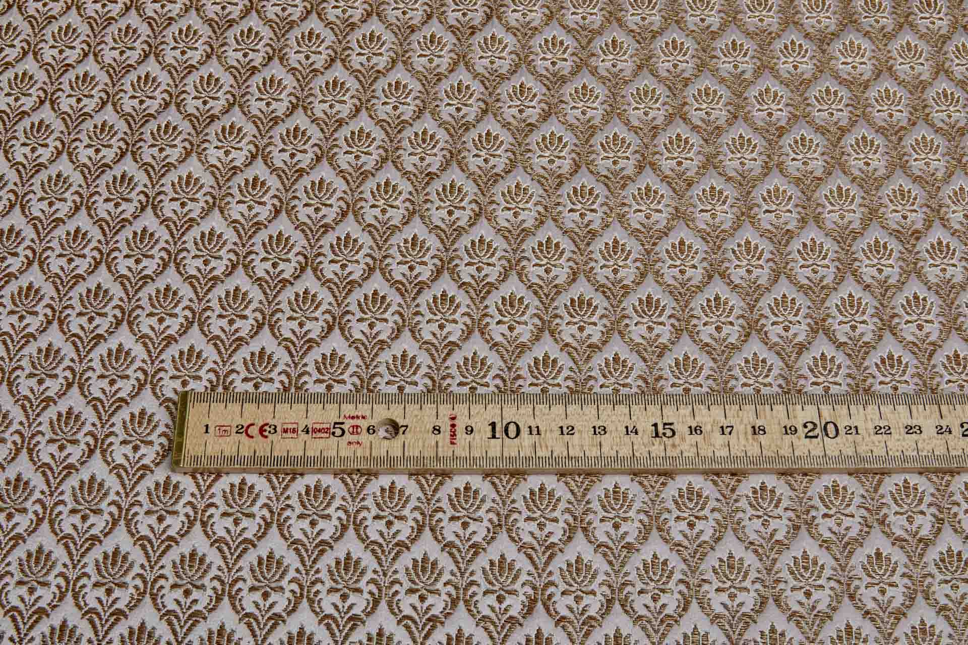 "Lotus Flower" Banaras Brocade - Pale Pink & Metallic Gold fabric, image 3 of 6