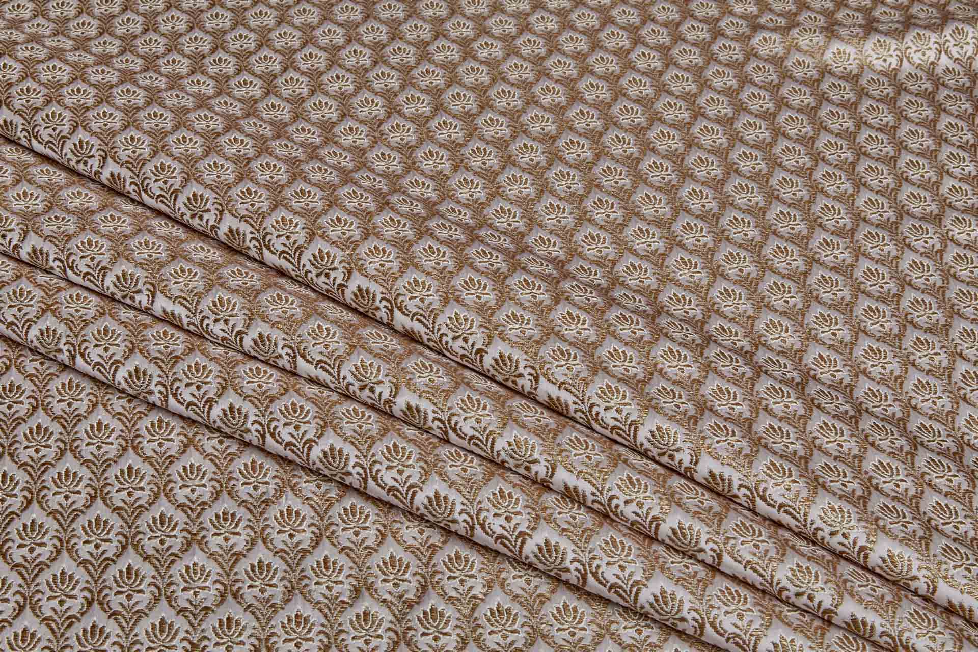 "Lotus Flower" Banaras Brocade - Pale Pink & Metallic Gold fabric, image 5 of 6