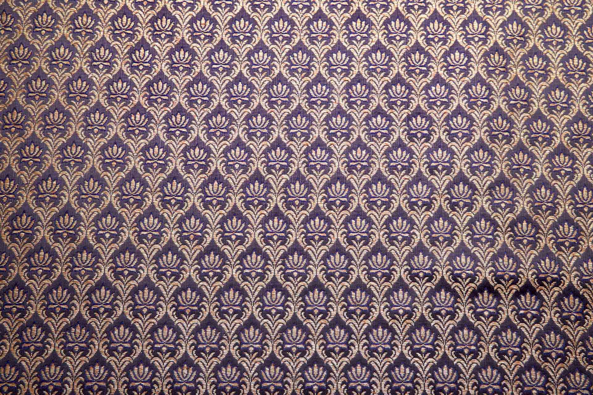"Lotus Flower" Banaras Brocade - Inky Blue & Metallic Gold fabric, image 12 of 12
