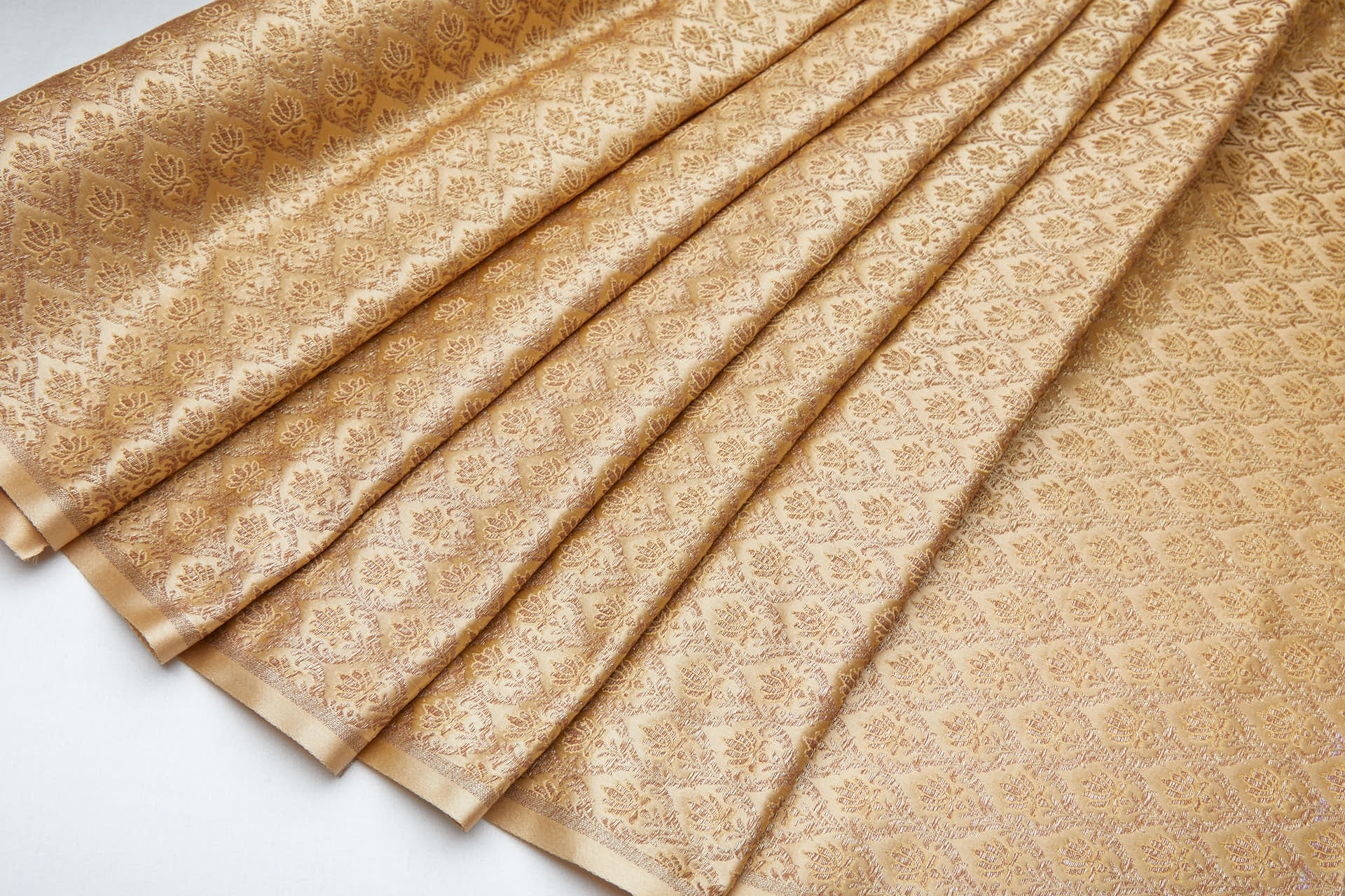 "Lotus Flower" Banaras Brocade - Sandy Gold & Metallic Gold fabric, image 10 of 12