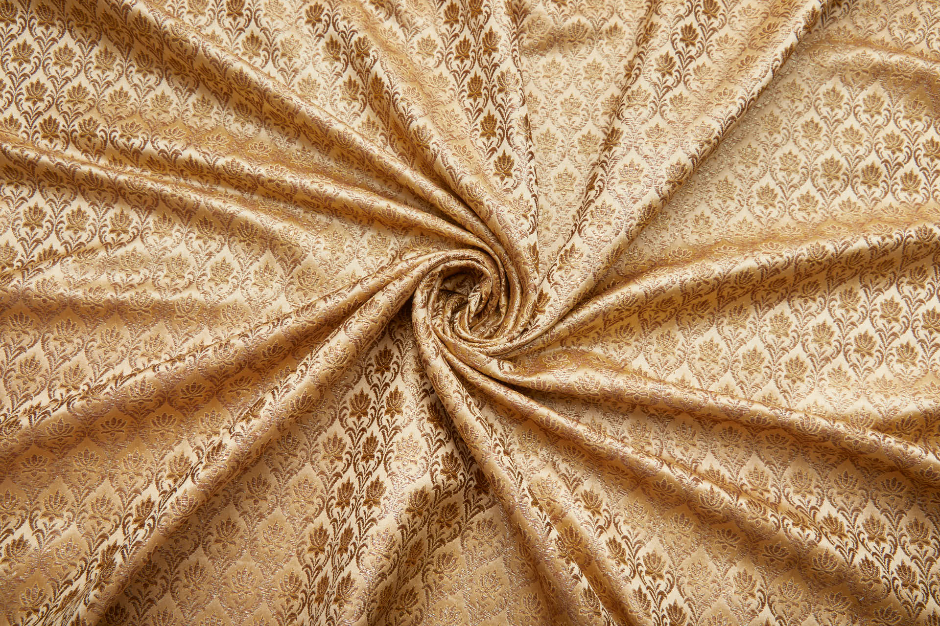 "Lotus Flower" Banaras Brocade - Sandy Gold & Metallic Gold fabric, image 4 of 12