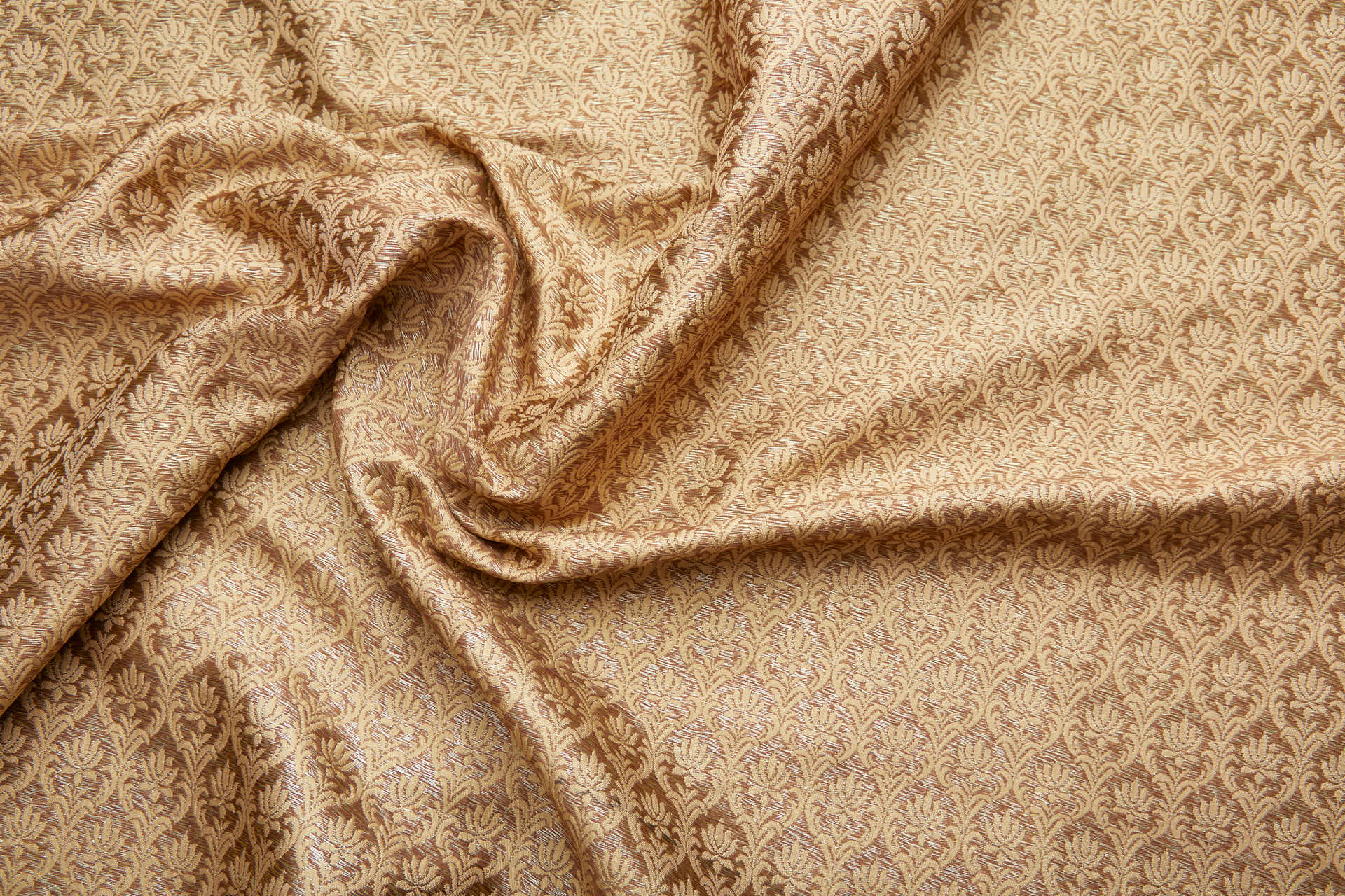 "Lotus Flower" Banaras Brocade - Sandy Gold & Metallic Gold fabric, image 9 of 12