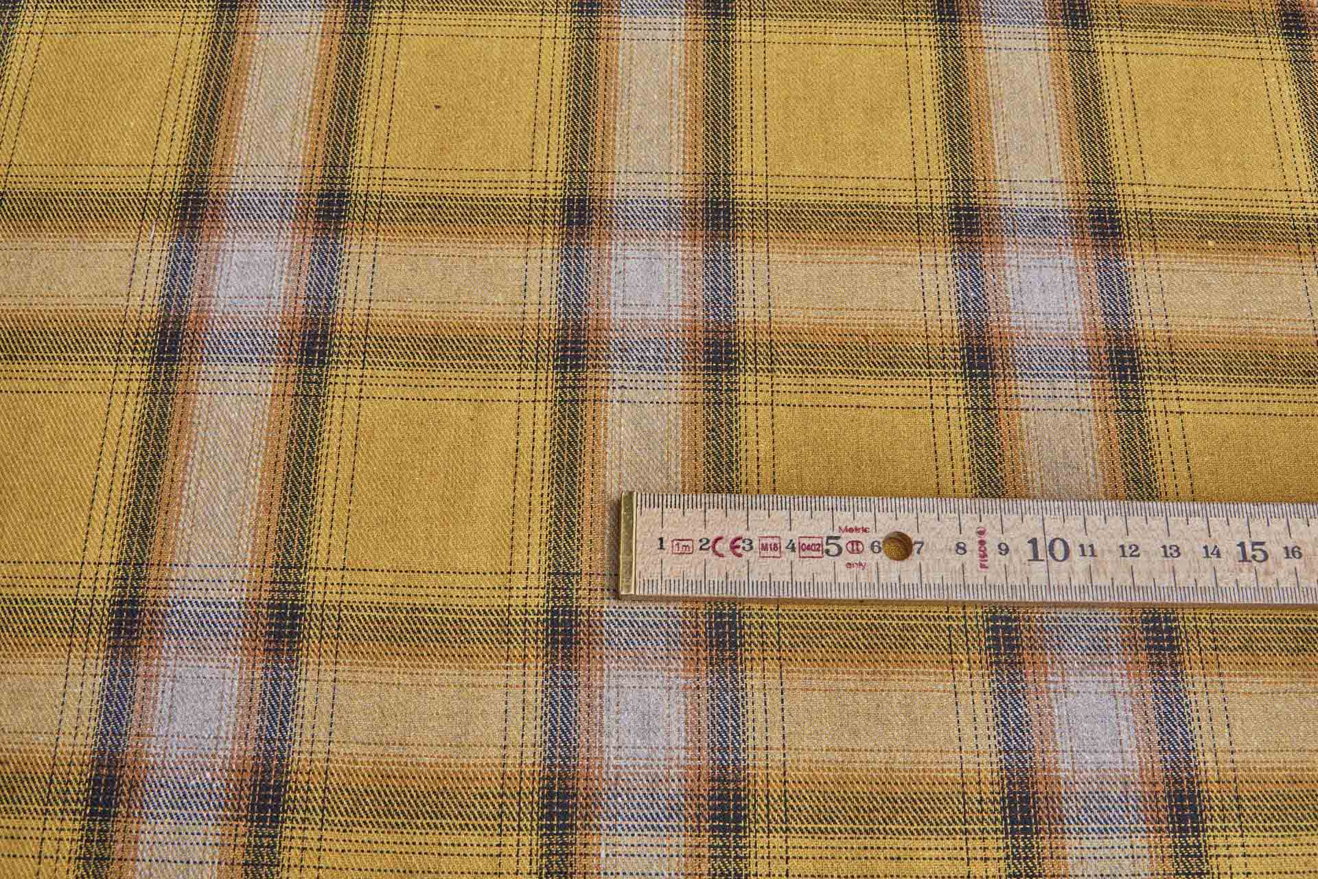 Poly Cotton Flannel Check Shirting - Mustard and Grey fabric, image 9 of 9