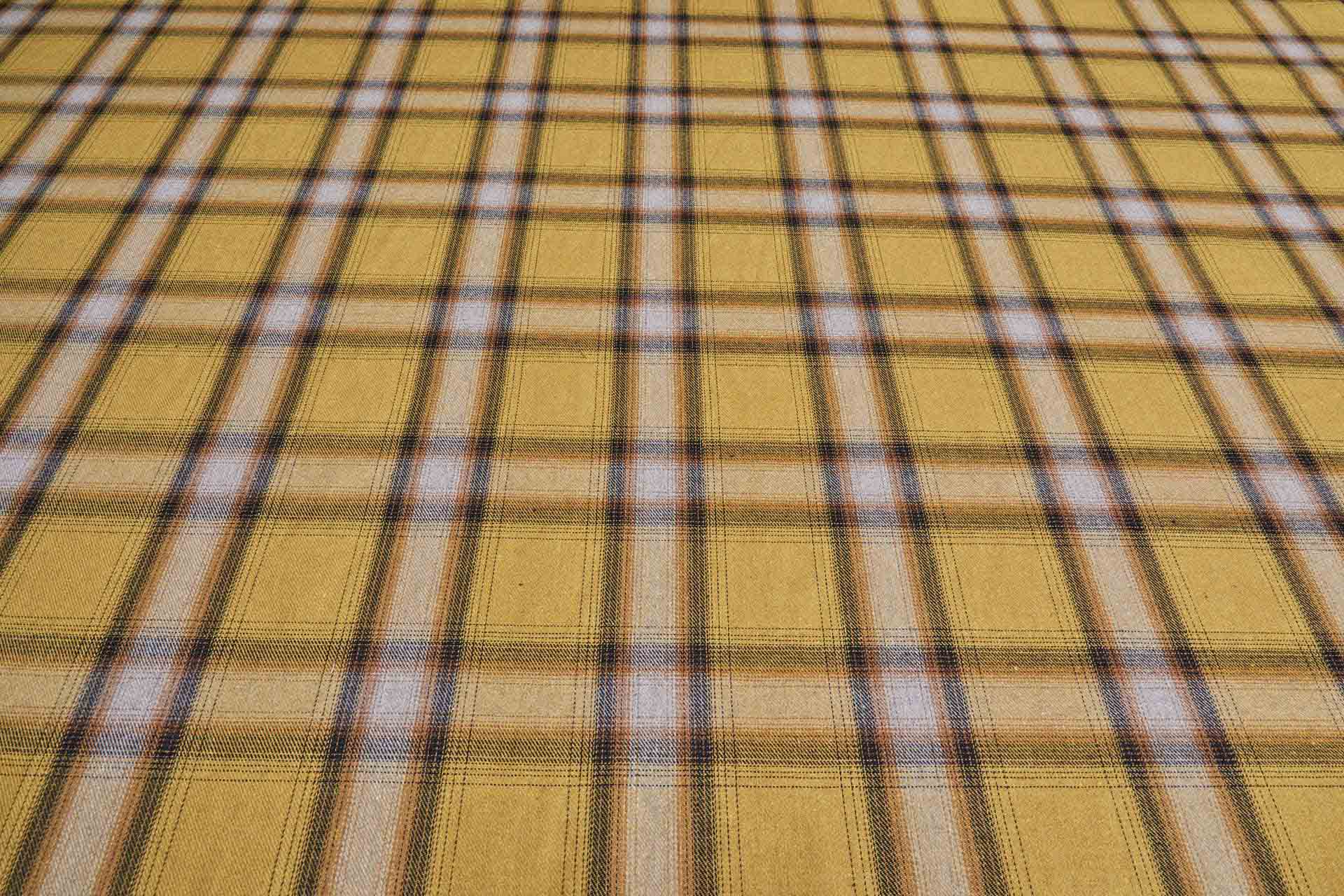 Poly Cotton Flannel Check Shirting - Mustard and Grey fabric, image 8 of 9
