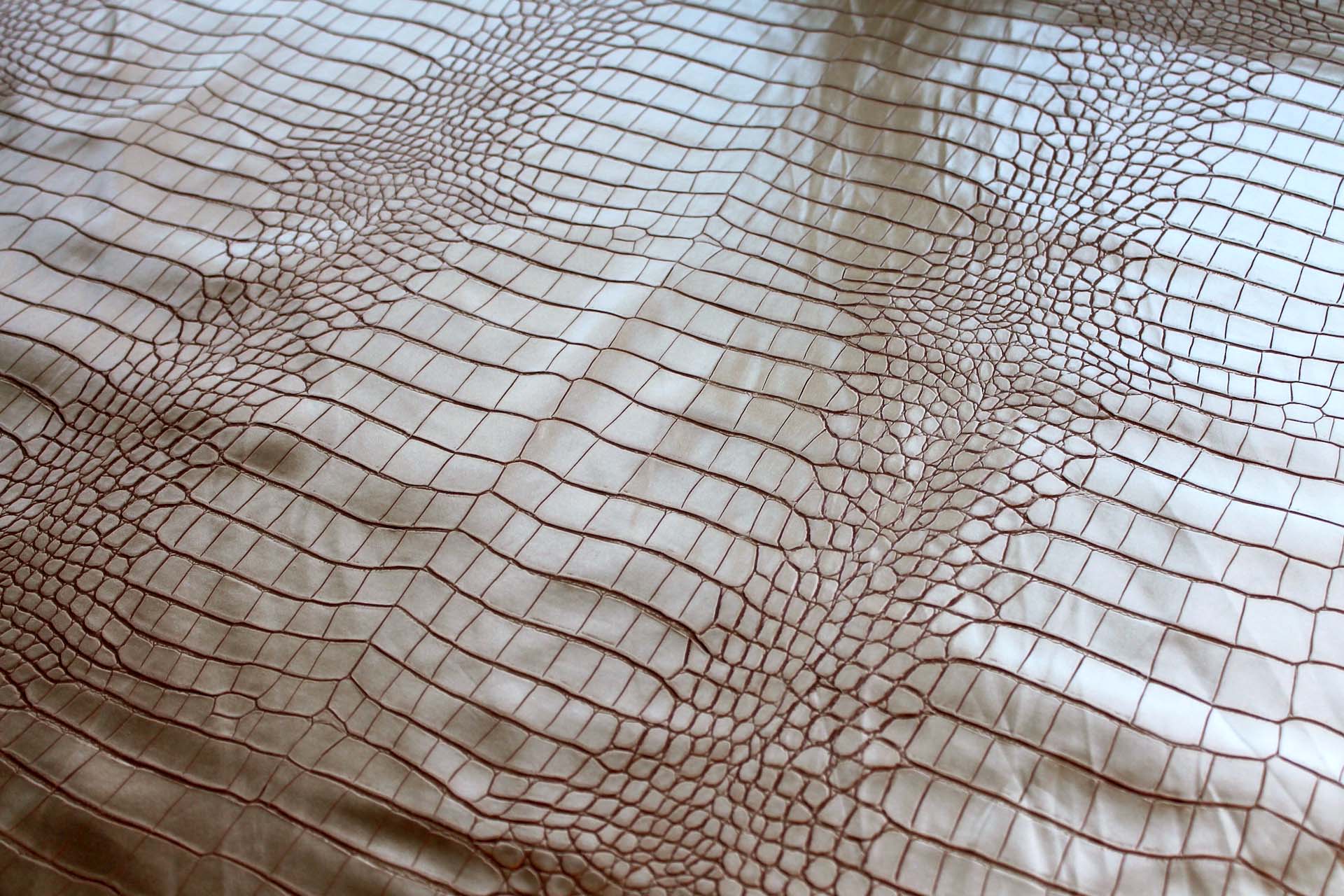 Brass Gold Embossed Large Reptile Leatherette fabric, image 7 of 7