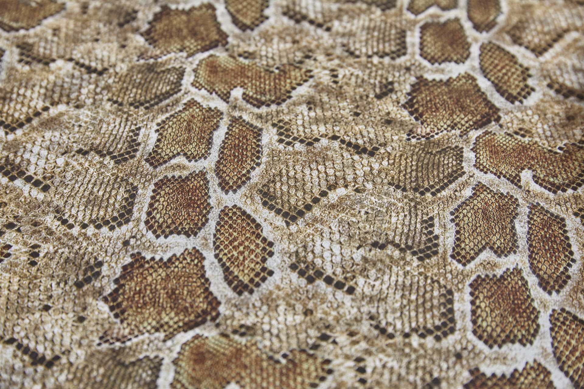 Snakeskin Printed Leatherette - Brown Black and Beige fabric, image 3 of 8