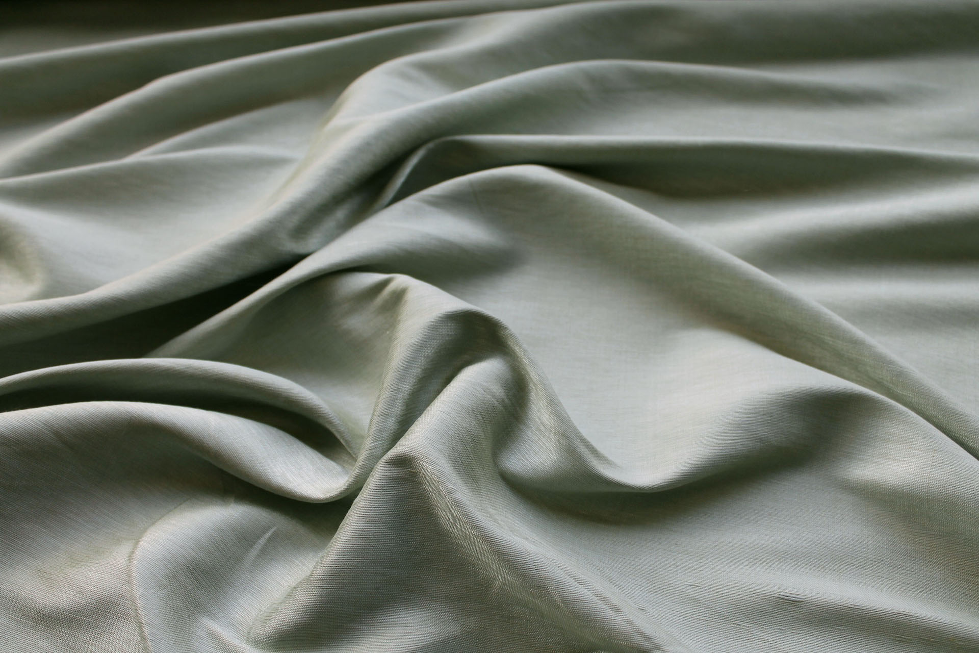 Coriander Green Textured Raw Silk fabric, image 2 of 5