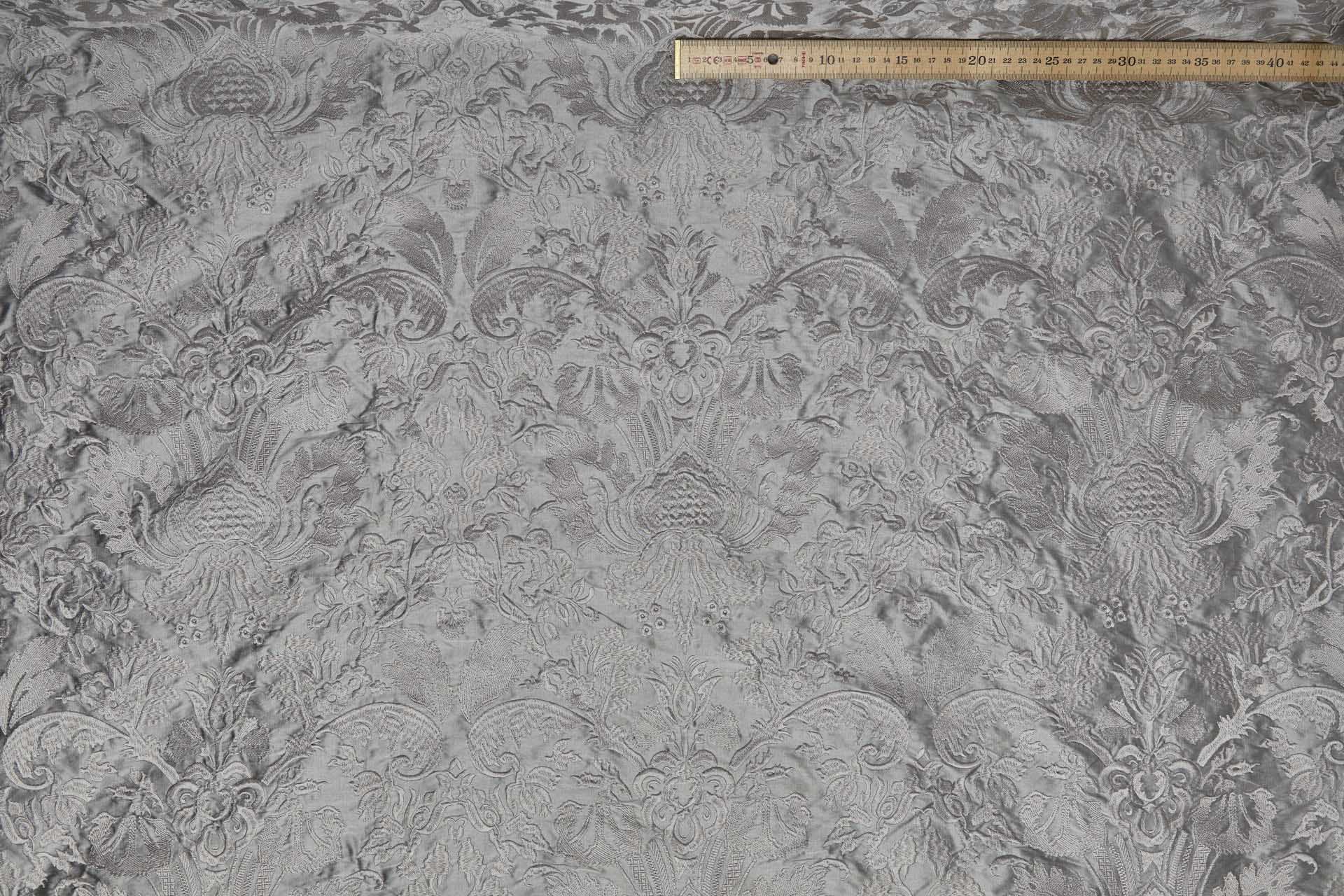 Heavy Jacquard Style Embroidery - Silver Grey - 135 cm fabric, image 3 of 7